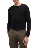 TOMMY H U COL T-shirt manica lunga stretch slim fit nero