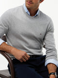 TOMMY H U COL Pullover in cotone Pima e cashmere GRIGIO MELANGE