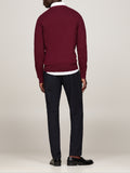 TOMMY H U COL Pullover in cotone Pima e cashmere BORDEAUX