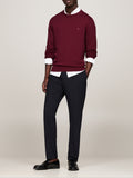 TOMMY H U COL Pullover in cotone Pima e cashmere BORDEAUX