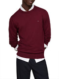 TOMMY H U COL Pullover in cotone Pima e cashmere BORDEAUX