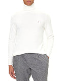 TOMMY H U COL Dolcevita con logo piccolo avorio
