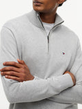 TOMMY H U COL Maglione mezza zip misto cashmere e cotone GRIGIO MELANGE
