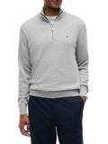 TOMMY H U COL Maglione mezza zip misto cashmere e cotone GRIGIO MELANGE