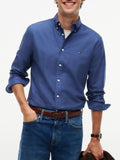 TOMMY H U COL Camicia Oxford blu