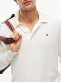 TOMMY H U COL Polo in maglia cotone e cashmere avorio