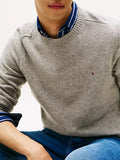 TOMMY H U COL Pullover in pura lana GRIGIO CHIARO