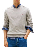 TOMMY H U COL Pullover in pura lana GRIGIO CHIARO