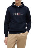 TOMMY H U PRE Felpa script flag con cappuccio blu