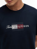 TOMMY H U PRE T-shirt script flag regular fit blu