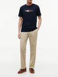 TOMMY H U PRE T-shirt script flag regular fit blu