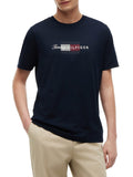 TOMMY H U PRE T-shirt script flag regular fit blu