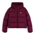 TOMMY J D COL Piumino puffer con zip BORDEAUX