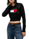TOMMY J D COL Magliocino sparkle flag cropped nero