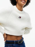TOMMY J D COL Magliocino sparkle flag cropped avorio