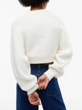 TOMMY J D COL Magliocino sparkle flag cropped avorio