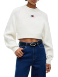 TOMMY J D COL Magliocino sparkle flag cropped avorio