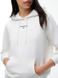TOMMY J D COL Felpa cappuccio regular classic logo bianco