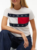 TOMMY J D PRE T-shirt con stampa bandiera avorio