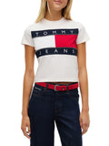 TOMMY J D PRE T-shirt con stampa bandiera avorio