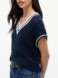 TOMMY J D PRE Gilet in maglia a trecce blu