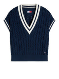 TOMMY J D PRE Gilet in maglia a trecce blu