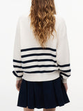 TOMMY J D PRE Pullover con zip con righe avorio