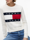 TOMMY J D PRE Pullover girocollo con bandiera avorio