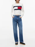 TOMMY J D PRE Pullover girocollo con bandiera avorio