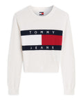 TOMMY J D PRE Pullover girocollo con bandiera avorio