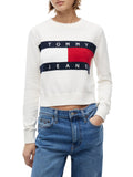 TOMMY J D PRE Pullover girocollo con bandiera avorio