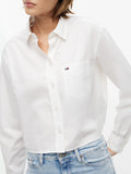 TOMMY J D PRE Camicia relaxed fit crop bianco