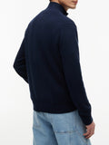TOMMY J U COL Pullover mezza zip blu