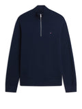 TOMMY J U COL Pullover mezza zip blu