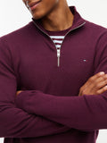 TOMMY J U COL Pullover mezza zip BORDEAUX