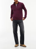 TOMMY J U COL Pullover mezza zip BORDEAUX