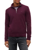 TOMMY J U COL Pullover mezza zip BORDEAUX