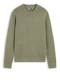 TOMMY J U COL Pullover slim essential verde
