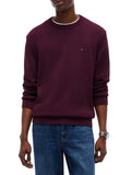 TOMMY J U COL Pullover slim essential BORDEAUX