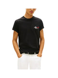 TOMMY J U PRE T-shirt slim con firma logo nero