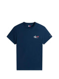 TOMMY J U PRE T-shirt slim con firma logo blu