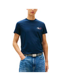 TOMMY J U PRE T-shirt slim con firma logo blu