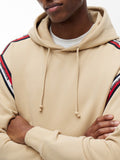 TOMMY J U PRE Felpa con cappuccio relax tape beige