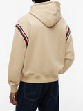 TOMMY J U PRE Felpa con cappuccio relax tape beige