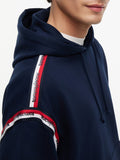 TOMMY J U PRE Felpa con cappuccio relax tape blu