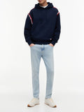TOMMY J U PRE Felpa con cappuccio relax tape blu