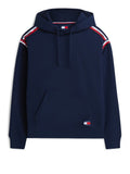 TOMMY J U PRE Felpa con cappuccio relax tape blu