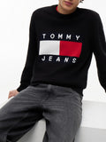 TOMMY J U PRE Maglioncino flag logo regular nero