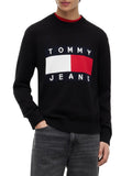 TOMMY J U PRE Maglioncino flag logo regular nero