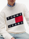 TOMMY J U PRE Maglioncino flag logo regular avorio